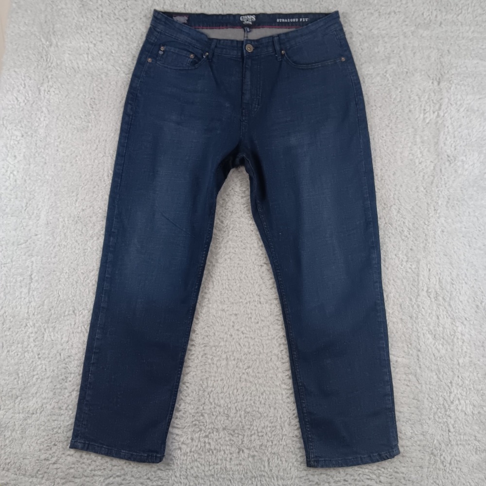 Chaps Mens Straight Fit Dark Wash Blue Denim Jeans 34x29 Menswear Classic‎
